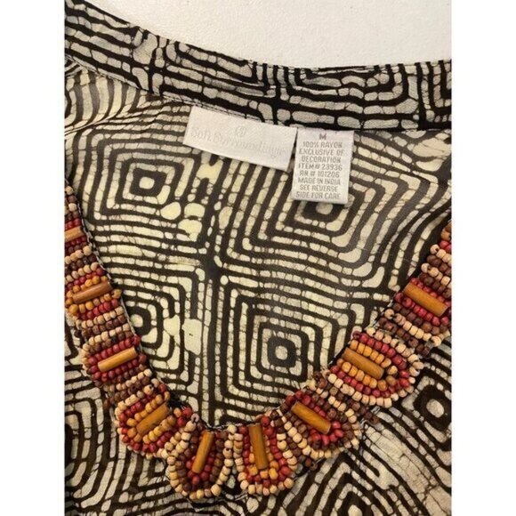 Soft Surroundings Wooden Beads trim Tunic Top Swimsuit coverup Medium - Picture 4 of 5
